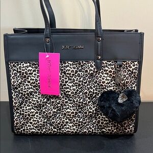 Betsey Johnson | Leopard Quilted Tote w/ Charm & Crossbody Strap